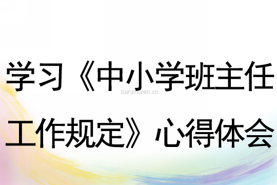 学习《中小学班主任工作规定》心得体会