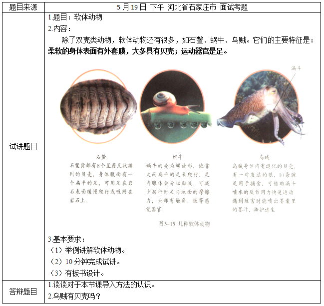 2018年上半年初中生物教师资格证面试试题精选（二）