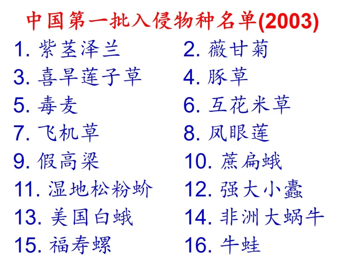 中国外来入侵物种名单(共四批)中入侵植物入侵中国大约时间轴