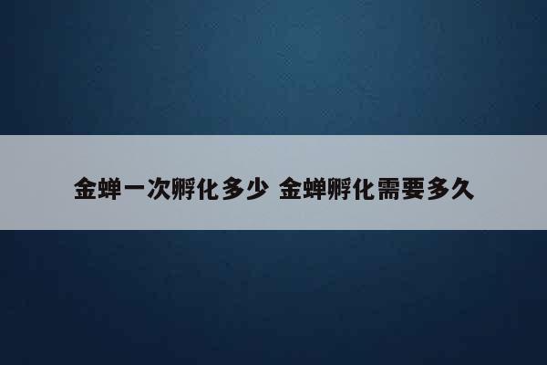 金蝉一次孵化多少 金蝉孵化需要多久