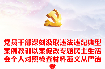 党员干部深刻汲取违法违纪典型案例教训以案促改专题民主生活会个人对照检查材料范文从严治党