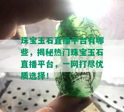 珠宝玉石直播平台有哪些，揭秘热门珠宝玉石直播平台，一网打尽优质选择！