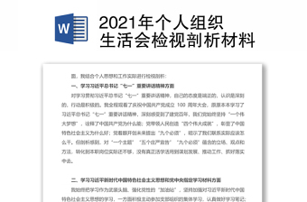 2021年个人组织生活会检视剖析材料