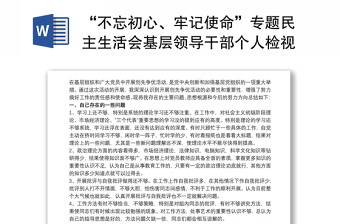 “不忘初心、牢记使命”专题民主生活会基层领导干部个人检视剖析材料三篇