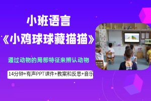 小班语言《小鸡球球藏猫猫》公开课视频+PPT课件教案音乐