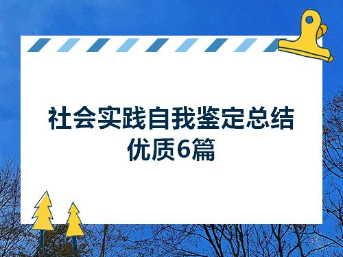 社会实践自我鉴定总结优质6篇