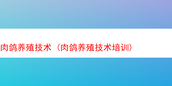 肉鸽养殖技术 (肉鸽养殖技术培训)