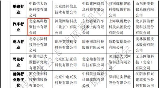 2023中国大数据优质企业榜单(部分)